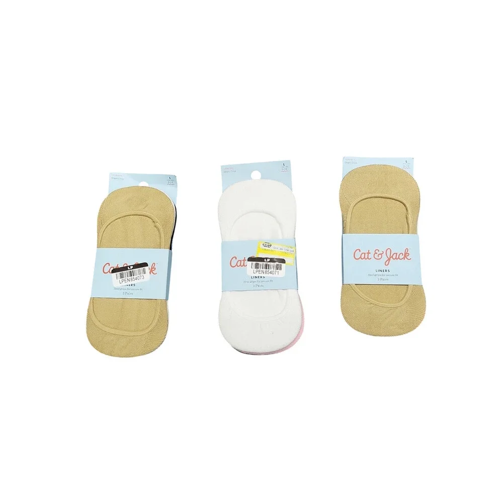 Girls' 3pk Liner Socks Set of 3 - Cat & Jack Size Large Shoe Size 3-10